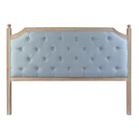 tête de lit en lin bleu et hévéa coloris naturel  - longueur 160 x profondeur 10 x hauteur 120 cm