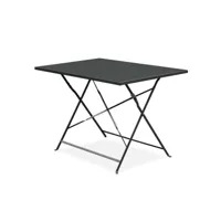 table de jardin bistrot pliable - emilia rectangle anthracite- table rectangle 110x70cm en acier thermolaqué
