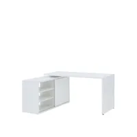 bureau d'angle réversible 150 cm blanc avec rangements - snow 68484071