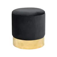 pouf de rangement avec couvercle golden velour colour noir hauteur 40 cm