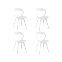 giantex lot de 4 chaises de salle à manger en plastique, chaises de salle à manger design avec dossier ergonomique, chaise d'intérieur en polypropylène avec tapis antidérapant pour salon (blanc)