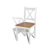 clicnbuy - chaises de cuisine - chaises de salle à manger 2 pcs blanc bois de pin 241512