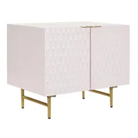 buffet haut meuble de rangement en bois de manguier rose et métal doré - longueur 63 x hauteur 52 x profondeur 43 cm