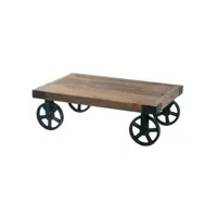roulettes - table basse sur roues bois et acier