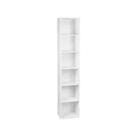 bibliothèque mdf étagère de rangement pour bureau salon salle d'étude avec 6 compartiments 158,4 cm blanc helloshop26 19_0000210