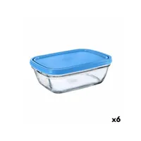 boîte à repas rectangulaire avec couvercle duralex freshbox 1,1 l bleu rectangulaire (6 unités)