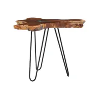 table de salon 70x45 cm bois de teck massif et polyrésine