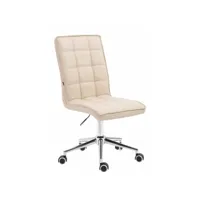 fauteuil chaise tabouret de bureau avec dossier haut en synthétique crème hauteur réglable bur10282