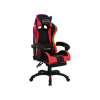 chaise de bureau ergonomique - fauteuil de bureau de jeux vidéo avec led rvb rouge et noir similicuir pwfn60401
