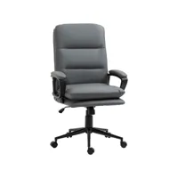 chaise de bureau ergonomique - hauteur réglable, pivotante 360° - accoudoirs rembourrés - acier noir synthétique gris