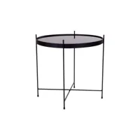 venezia - table basse en verre et métal ø48xh48cm - couleur - noir #ds