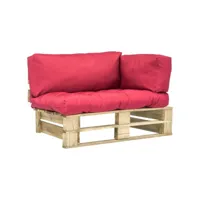 canapé de jardin palette  sofa banquette de jardin avec coussins rouge pinède meuble pro frco22588