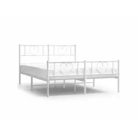 moderne structure de lit métal avec tête de lit/pied de lit blanc 120x190cm deco383274
