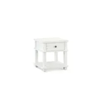 table de chevet 1 tiroir bois blanc 50x50x55cm - décoration d'autrefois