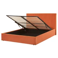 lit avec coffre en velours orange 160 x 200 cm vion 323447
