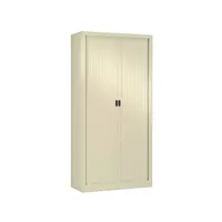 armoire de bureau à rideaux beige 2 portes coulissantes giao l 90 x h 180 x p 43 cm