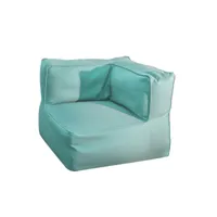 fauteuil d'angle extérieur tissu bleu azur - ricchi - l 80 x l 80 x h 64 - neuf