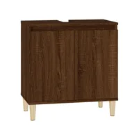 meuble d'évier- meuble sous lavabo - armoire sous vasque chêne marron 58x33x60 cm bois d'ingénierie pewv21209 meuble pro