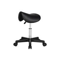 yaheetech tabouret ergonomique à roulettes chaise de selle noir
