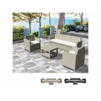 salon de jardin grand soleil positano en poly-rotin canapé table basse fauteuils 5 places pour extérieurs grand soleil
