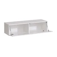 meuble tv  120 x 30 x 40cm  2 compartiments  blanc finition brillante  système push-click  modèle berit tvam058whwh