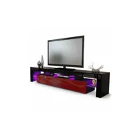 meuble tv noir et bordeaux 189 cm avec led  (hxlxp) : 38 x 189 x 35 cm