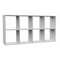 marion - étagère modulable 8 cubes - bibliothèque 8 cases - 147x30x75 cm - meuble de rangement - blanc