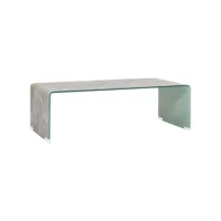 table basse table de salon  bout de canapé marron marbre 98 x 45 x 31 cm verre trempé meuble pro frco73065