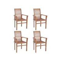 lot de 4 chaises empilables  chaises de salle à manger chaise de jardin  teck massif meuble pro frco86469