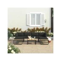 canapé d'angle de jardin  sofa banquette de jardin à 4 places avec coussins aluminium wpc meuble pro frco91429