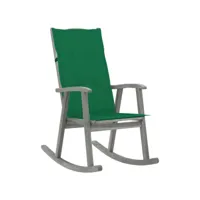 chaise à bascule fauteuil à bascule  fauteuil de relaxation avec coussins gris bois d'acacia massif meuble pro frco80440