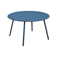 table basse jardin ronde en acier rio 70 cm bleu