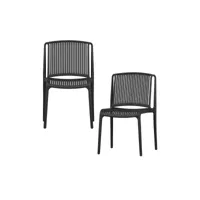 lot de 4 chaises de table d'exterieur - plastique - noir - billie