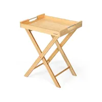 table d'appoint pliante en bambou avec plateau amovible petite table basse avec poignée en acier inoxydable 47 x 38 x 58,5 cm naturel helloshop26 20_0004095