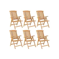 horizon - lot de 6 chaises de jardin en teck à 5 positions