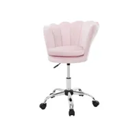 fauteuil de bureau à roulettes rose clair hauteur réglable velours chaise salon 490011834