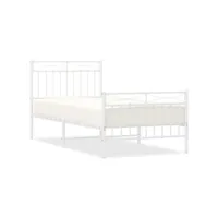 moderne structure de lit métal avec tête de lit/pied de lit blanc 90x200 cm deco662833