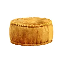 pouf rond velours 40 x 20 cm moutarde 287568