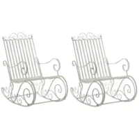 lot de 2 fauteuils à bascule smilla en fer forgé , blanc antique