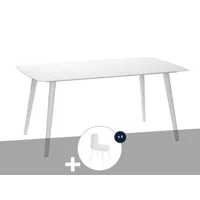 table de jardin rectangulaire en aluminium blanc corfou avec 4 chaises corfou - 4 places - jardiline