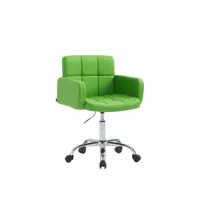 chaise de bureau à roulettes avec dossier et accoudoirs en synthétique vert fal10155