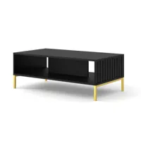 table basse wave 90x60 cm façades fraisées noir mat sur pieds dorés wave_coffe_table_black_mat