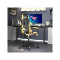 fauteuil gamer pivotante chaise de bureau - fauteuil de jeu noir et doré similicuir meuble pro frco49948