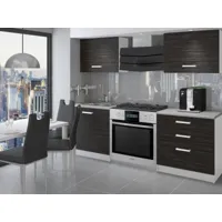 ember - cuisine complète modulaire linéaire l 120 cm 4 pcs - plan de travail inclus - ensemble armoires meubles de cuisine - ébène