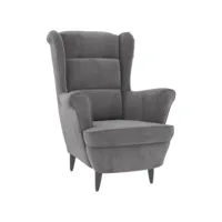 stanley - fauteuil velours gris clair