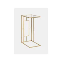 table basse rectangulaire, en métal doré, avec plateau en verre, couleur or, mesure 25,5 x 60 x 40,5 cm 8052773837453