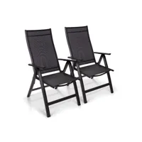 set 2 chaises de jardin- blumfeldt london -  6 positions -  assise 45 x 44 cm -  anthracite cpt10_10137406-2_