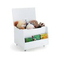 giantex coffre à jouets à roulettes verrouillable 60x48x46,5cm-banc de rangement pour enfants couvercle rabattable& poignées-blanc