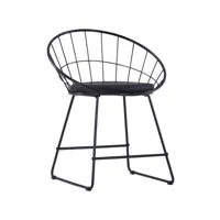 chaise avec accoudoirs simili cuir et pieds métal noir shelb - lot de 2