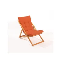 chaise de jardin purrault bois massif clair et tissu orange